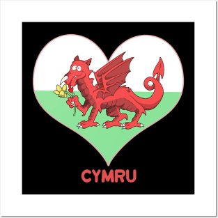 Welsh dragon With Heart Posters and Art